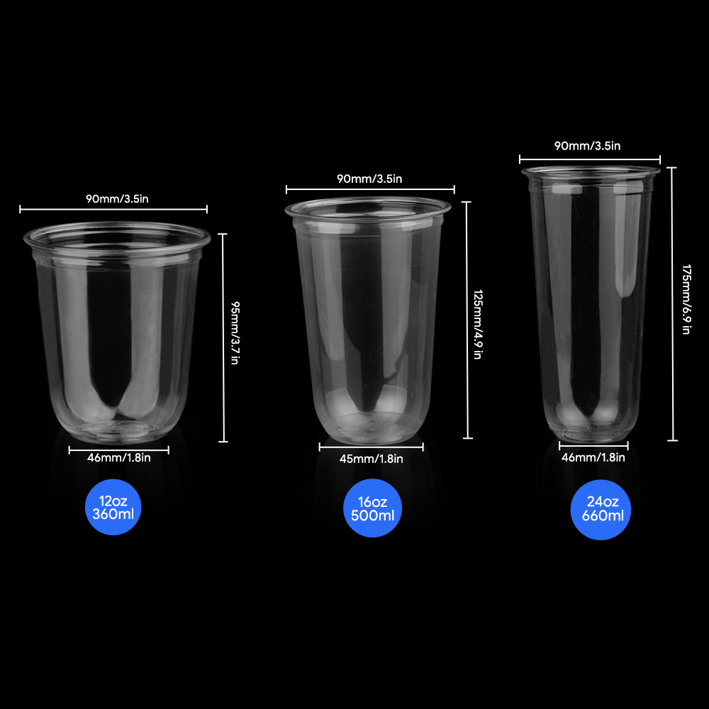 KINGWIN Disposable Biodegradable Drinking Clear PET PLA Plastic Cup Cold Drinking With Lids