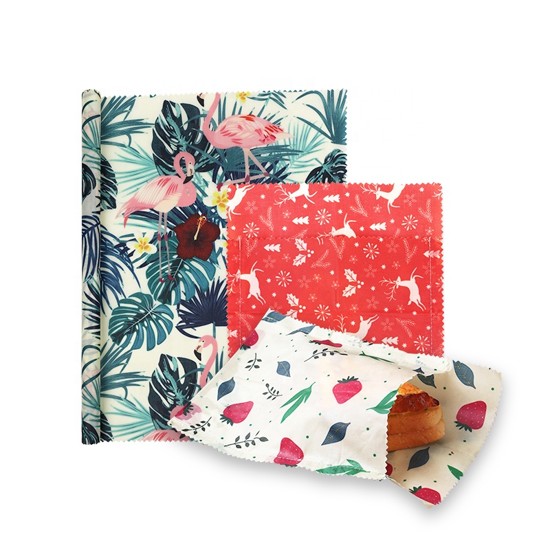 LFGB REACH Jumbo Roll Christmas Gift Wrapping Paper Cotton Fabric Beeswax Food Wraps Wholesale Rolls