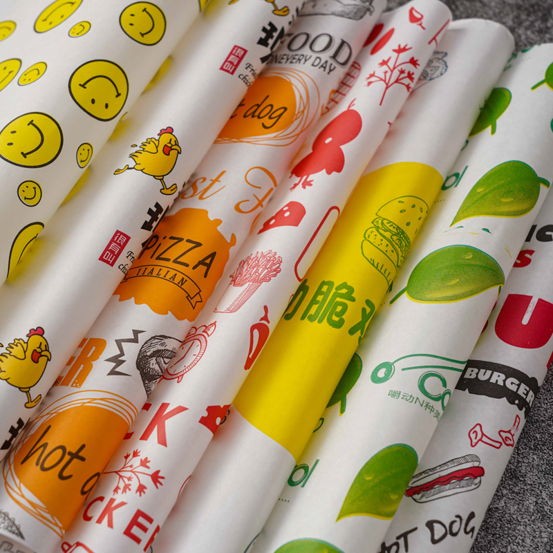 Waxed Grease Proof Custom Logo Paper Sandwich Food Wrap Wrapping Restaurant Printed Burger Wax Paper