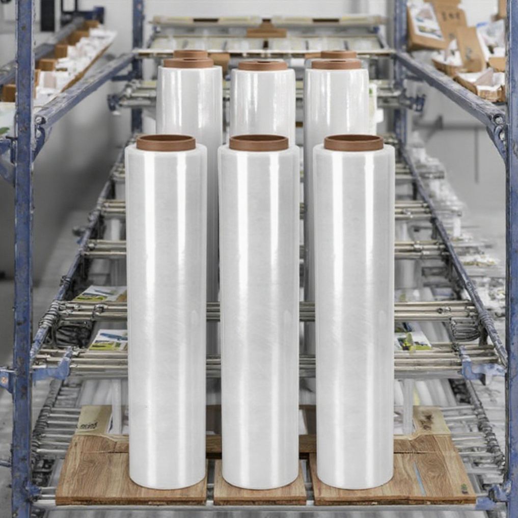 Portable Clear PE LLDPE Hand Wrapping Film Roll Moisture-Proof Soft Packaging Stretch Cast Shrink Wrap Food $1 Plastic