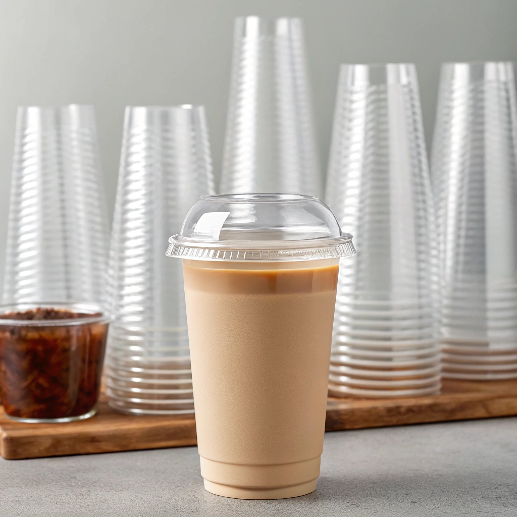 Custom Clear Disposable PET PP PLA Cups with Embossed Lids for Iced Coffee Boba Smoothie Milkshake Juice Takeaway &amp; Bubble Tea