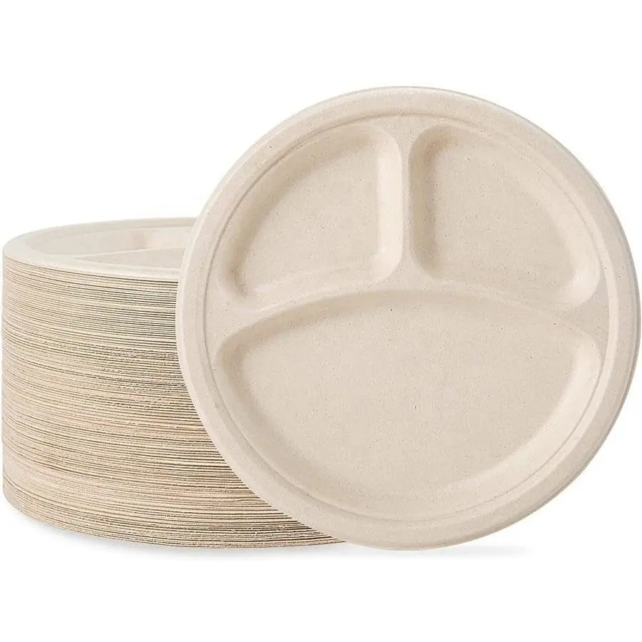 7 Inch 100% Compostable Disposable Paper Plates Heavy Duty Eco-Friendly Biodegradable Sugarcane Bagasse Dinner Plates For Party