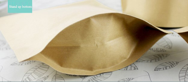 Brown Color Kraft Paper Stand up Pouch Inside Aluminized with Zipper for Tea Coffee Food Nuts Aluminized Paper Pouch