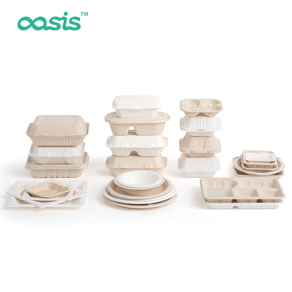 Custom 1500ml Factory Direct Biodegradable Sugarcane Pulp togo Box Restaurant Food Container Disposable Take Away Lunch Packing