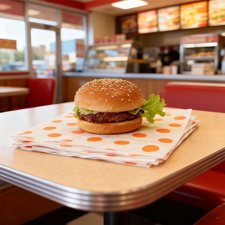Greaseproof Reusable Wax Paper Custom Logo Restaurant Sandwich Burger Hamburger Food Wrapping Paper Wax Paper