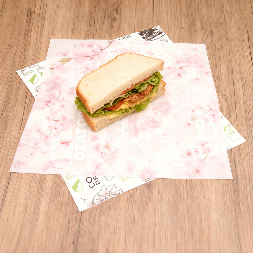 Greaseproof Reusable Wax Paper Custom Logo Restaurant Sandwich Burger Hamburger Food Wrapping Paper Wax Paper