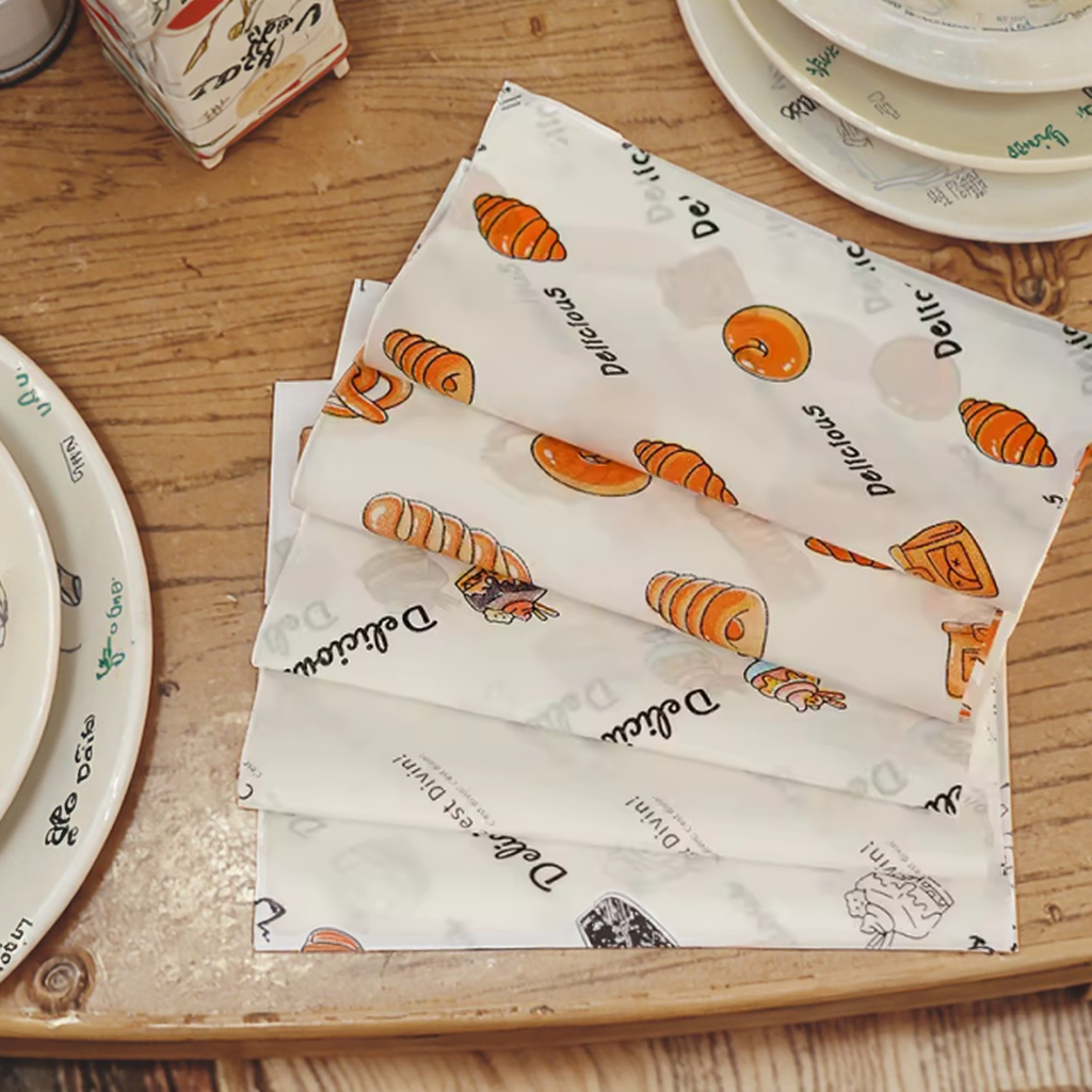 Personalized Custom Size Logo Printing Food Grade Biodegradable Hamburger Oil Resistant Greaseproof Packaging Paper Virgin Wood