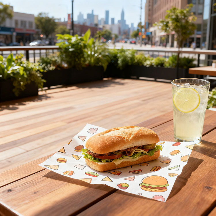 Greaseproof Reusable Wax Paper Custom Logo Restaurant Sandwich Burger Hamburger Food Wrapping Paper Wax Paper