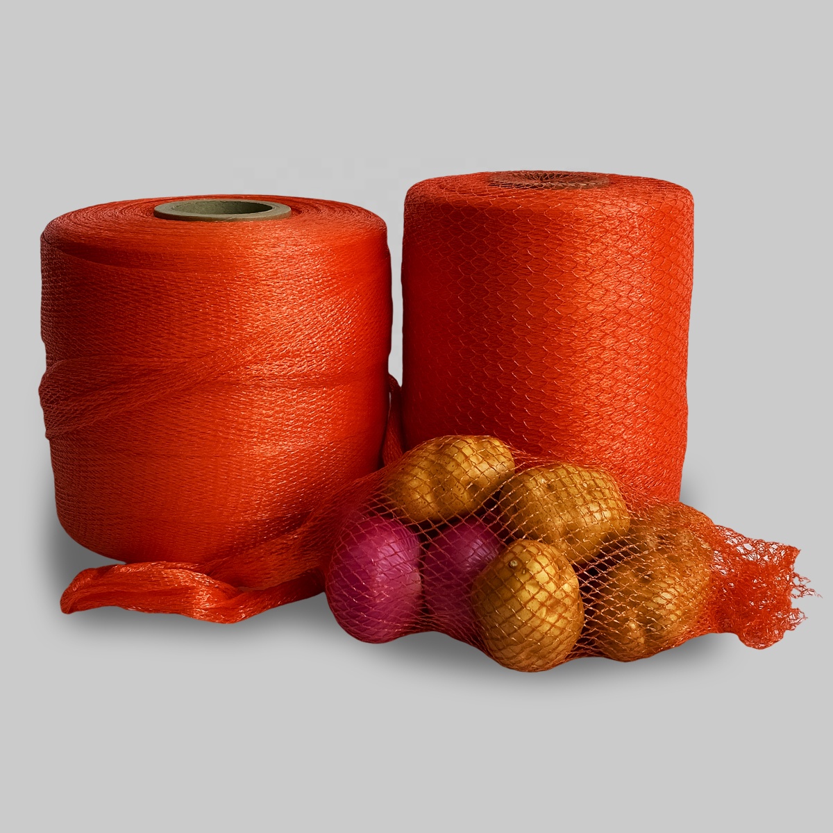 Custom PE Knitted Tubular Net Roll Mesh Bag Sleeves For Orange Fruits Onion Potato Packaging