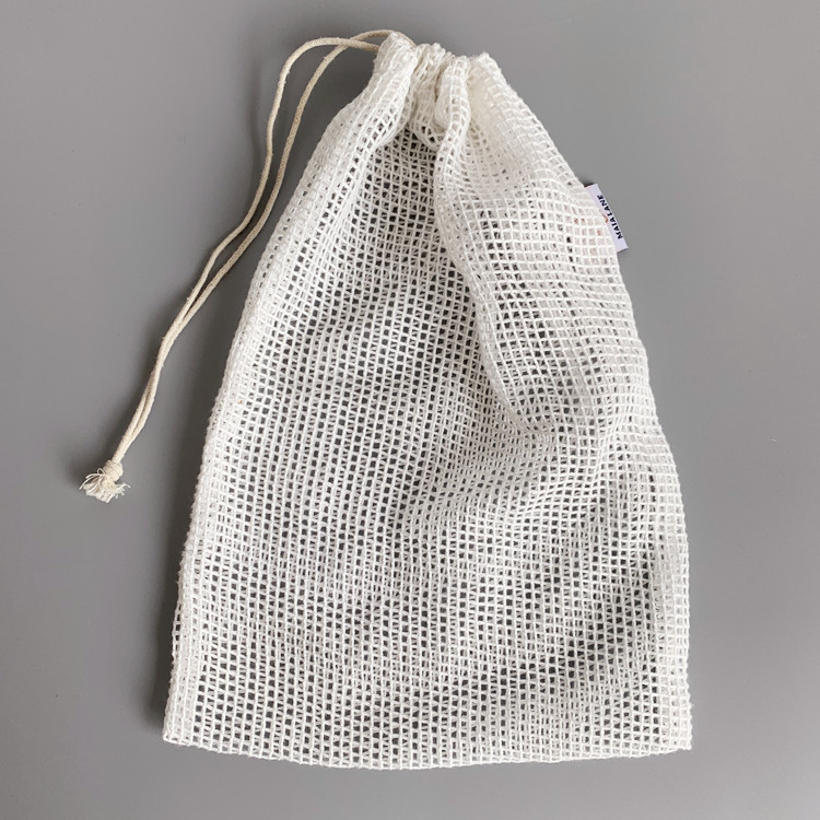 Factory Sale Organic Drawstring Bag Mesh Cotton Mesh Bags for Fruits and Vegetables Cotton Mesh Bags