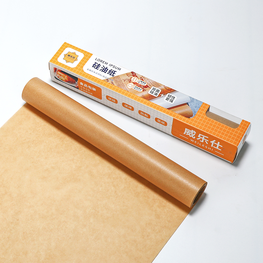 Custom 30cmx5m Nonstick Antigrease Parchment Baking Unbleached Brown Kraft Food Wrapping Dry Waxed Paper Roll