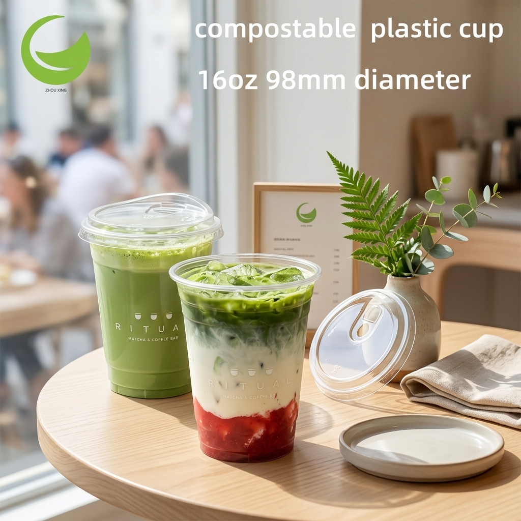 Food Safe PET Disposable Ice Coffee Cold Drinking Smoothies 16 Ounce Custom logo Cold Beverage Plastic Cups with Sip Lids