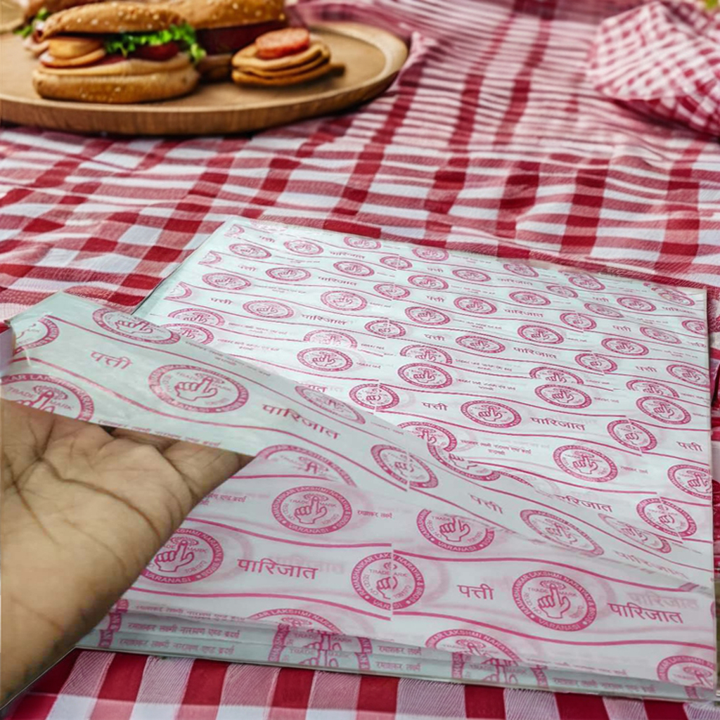 Custom Printed Grease-Proof Biodegradable Butter Wrapping Paper Coated Sandwich Wax Packaging For Burgers And Food
