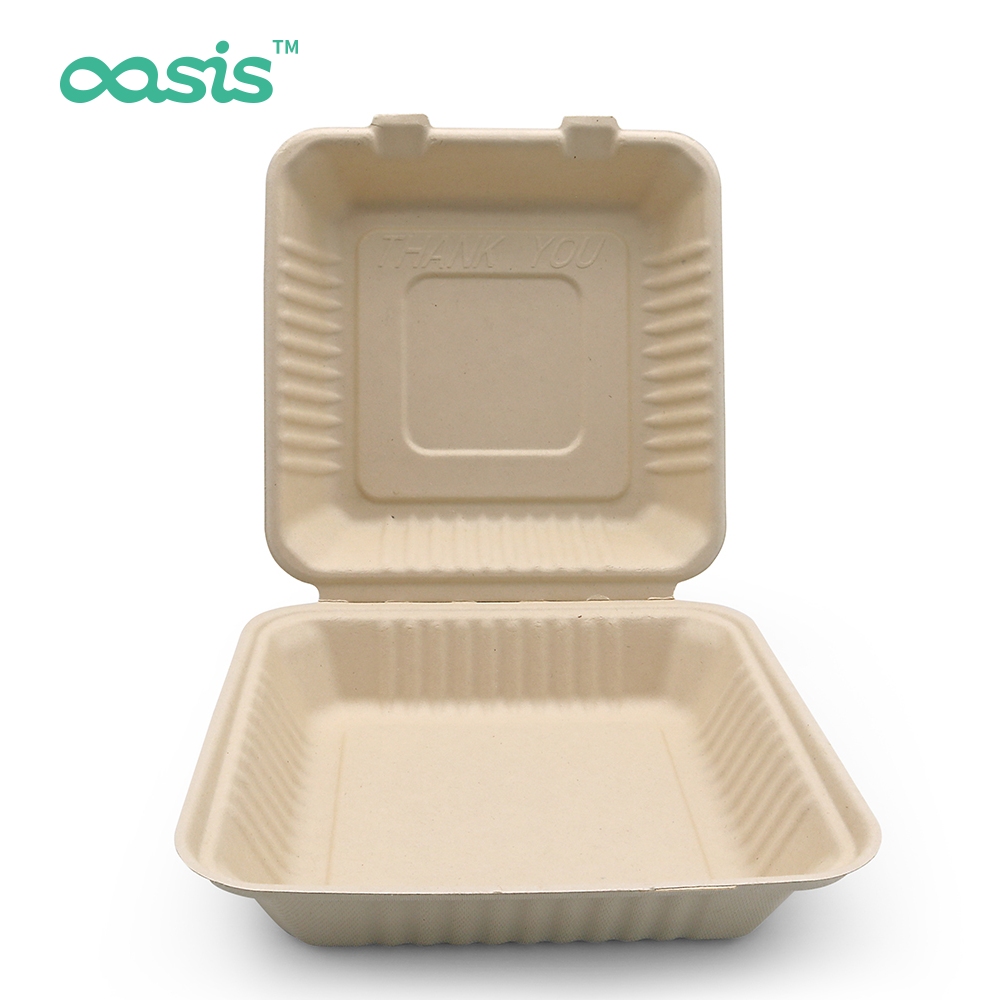 Custom 1500ml Factory Direct Biodegradable Sugarcane Pulp togo Box Restaurant Food Container Disposable Take Away Lunch Packing