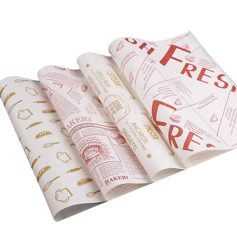 Printed Logo Size Wrap for Food Grade Butcher Wax Paper Burger Greaseproof Deli Meat Wrapping PE Coated Sandwich Paper