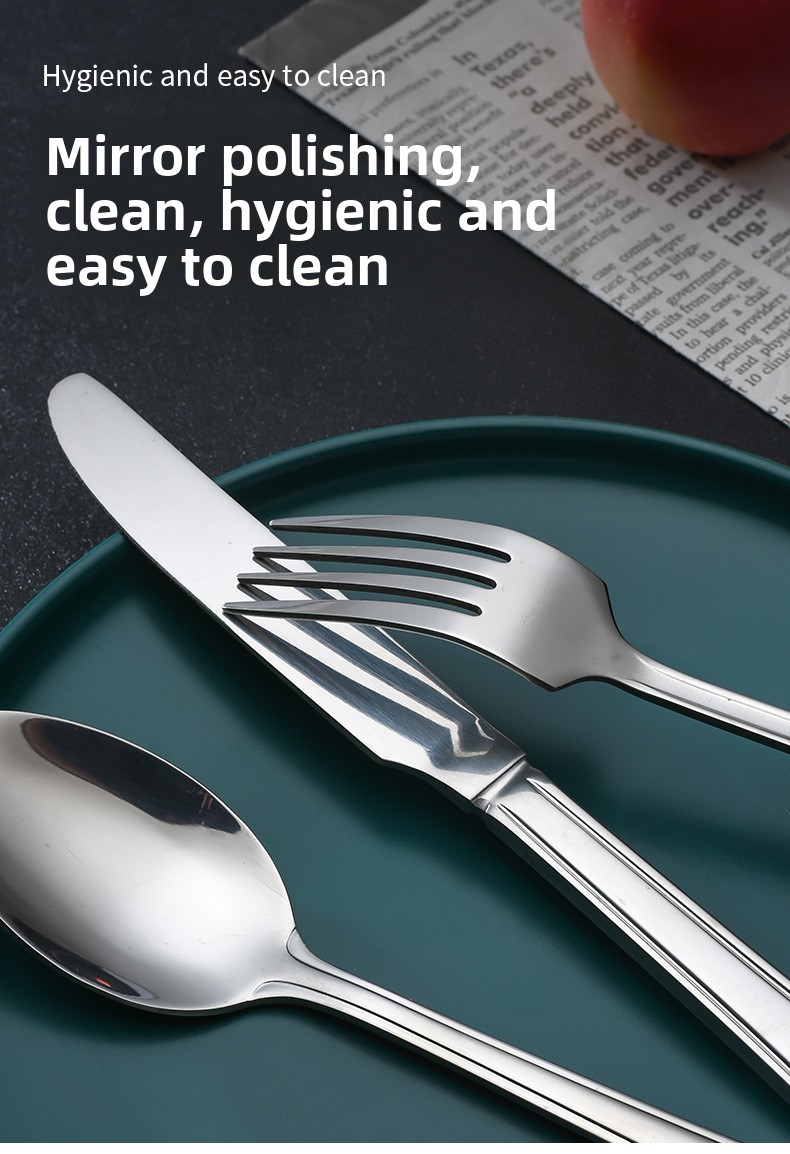 Classic Design Stainless Steel Flatware Set Handle Durable Reusable Sustainable Eco-Friendly Lightweight Rust Resistant