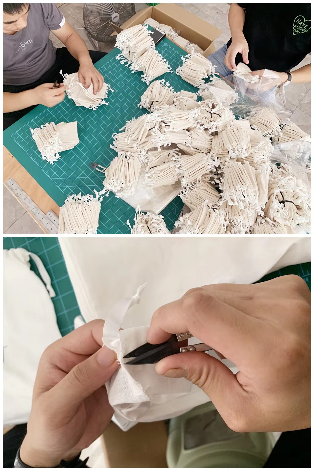 Step 8 & 9: Drawstring insertion