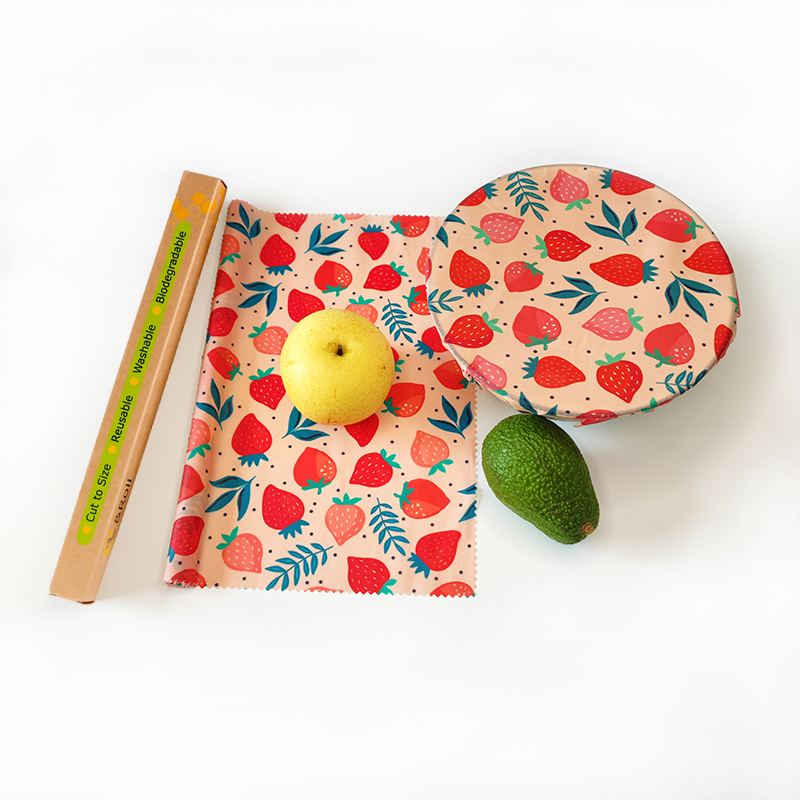 LFGB REACH Jumbo Roll Christmas Gift Wrapping Paper Cotton Fabric Beeswax Food Wraps Wholesale Rolls