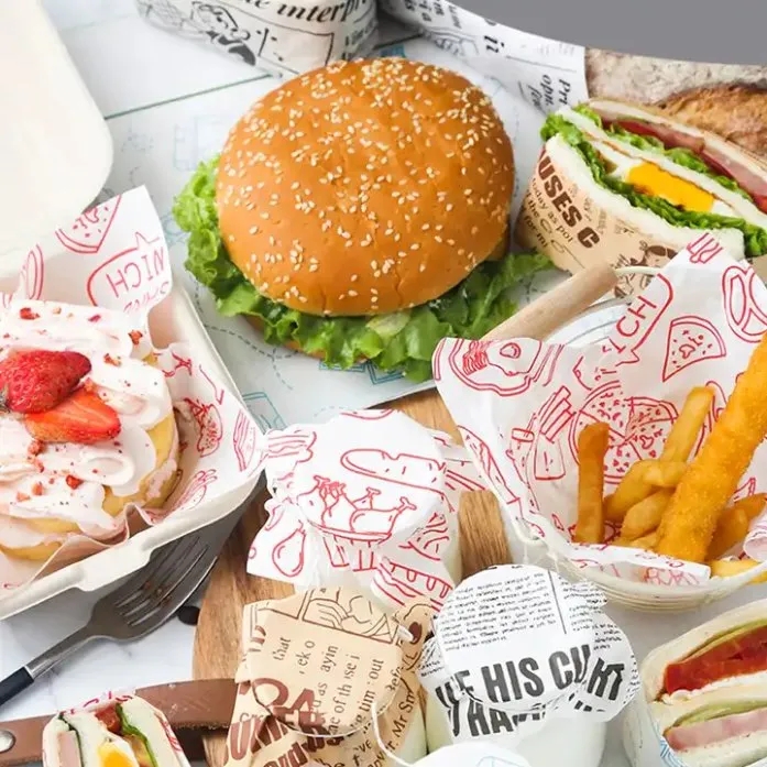 Wholesale PE/Wax/Silicone Coated Deli Custom Oil-Proof Waterproof Dry Hamburger Sandwich Wrapper Baking Paper