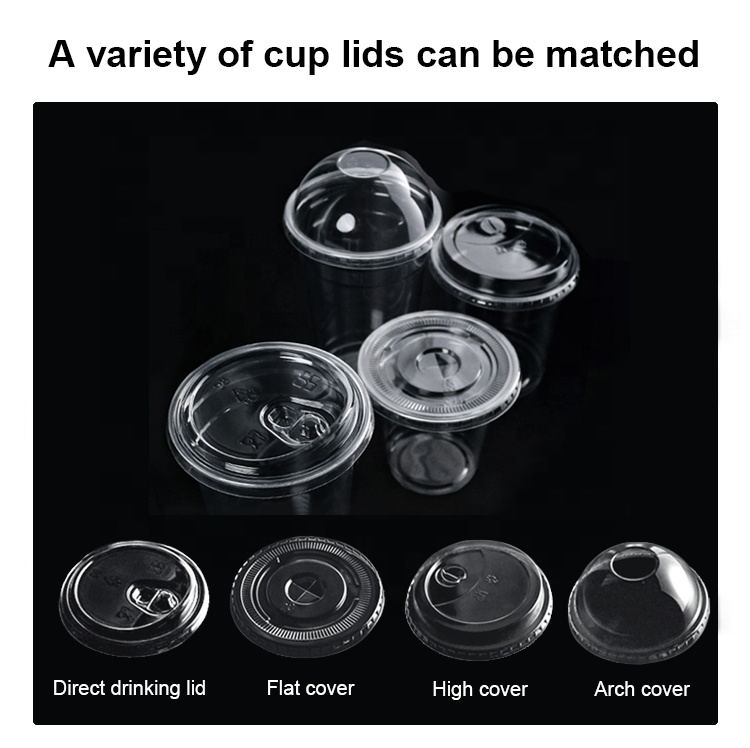 Econewleaf Custom Printed Disposable Compostable PLA Cups 12oz Clear Dome Flat Lid for Beverages Cocktails Tea Smoothie Events