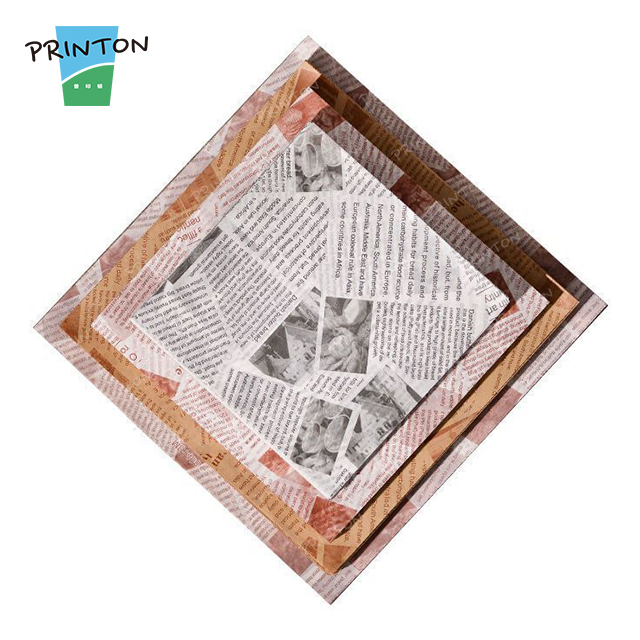 Custom 12" X 12" Grease Proof Brown Food Paper Wax Wrap Paper Sheets For Sandwich Burger Wrapping Paper