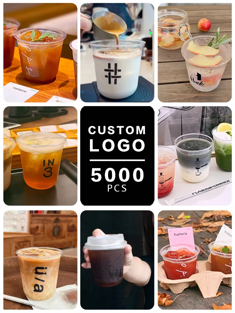 Eco-Friendly 12oz Disposable PET Plastic Cup Crystal Clear Single Wall Sip Lid For Cold Drink Packaging