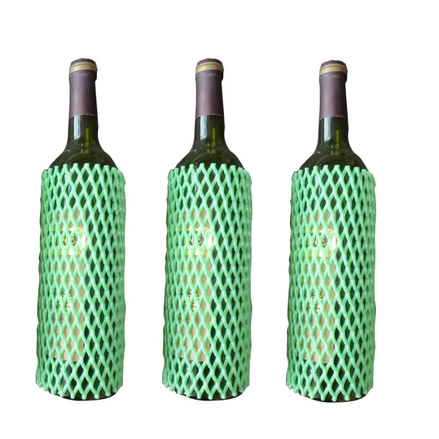 Wine Tapered Bottle Fresh Fruit Foam Sleeve Mesh Net