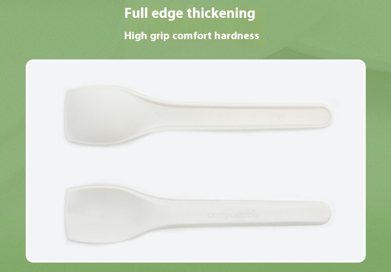 CPLA Ice Cream Spoon Eco-friendly Cornstarch Dessert Yogurt Spoons