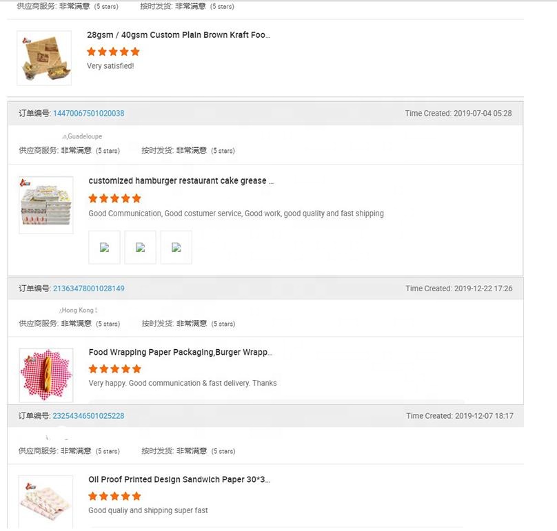 Wholesale PE/Wax/Silicone Coated Deli Custom Oil-Proof Waterproof Dry Hamburger Sandwich Wrapper Baking Paper