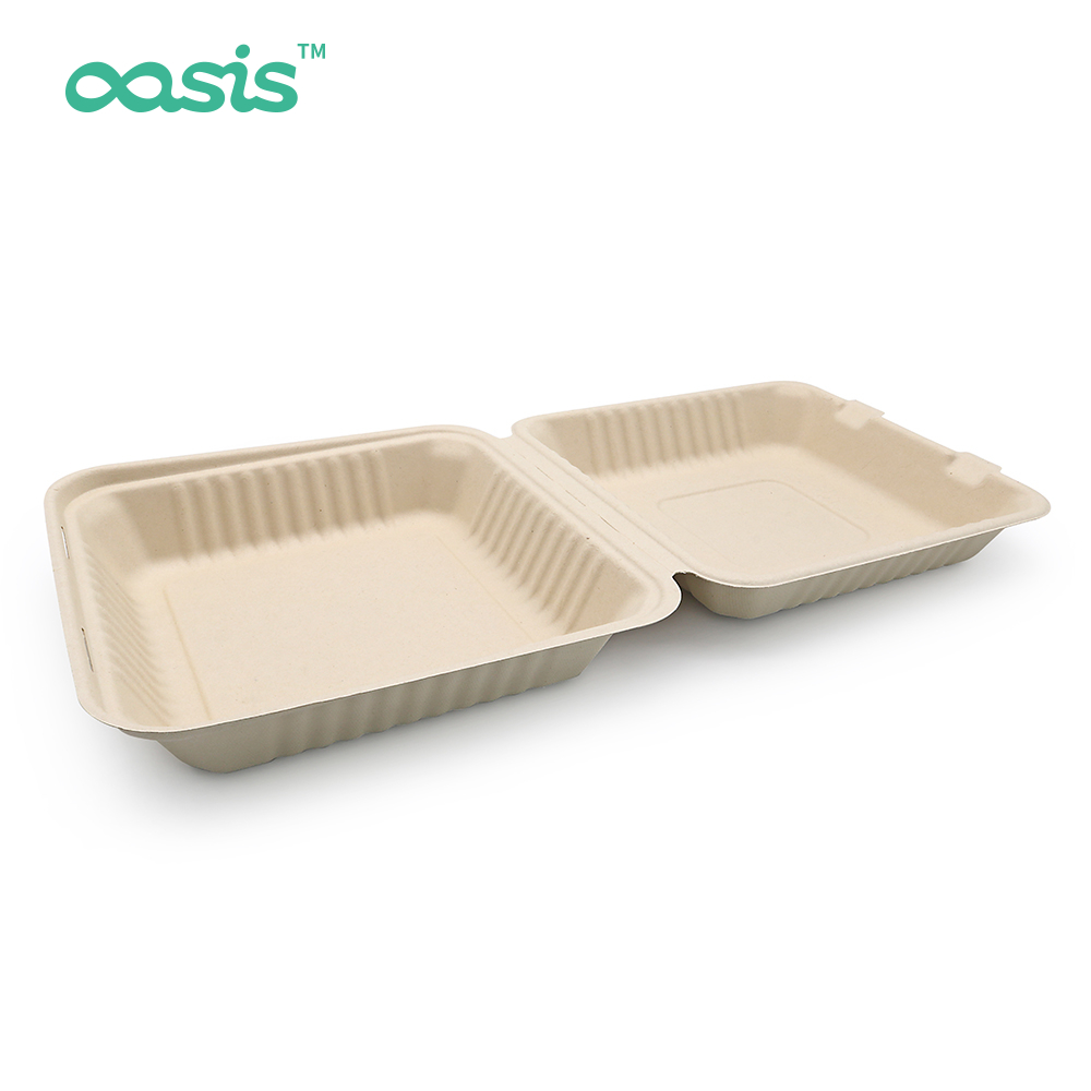 Custom 1500ml Factory Direct Biodegradable Sugarcane Pulp togo Box Restaurant Food Container Disposable Take Away Lunch Packing