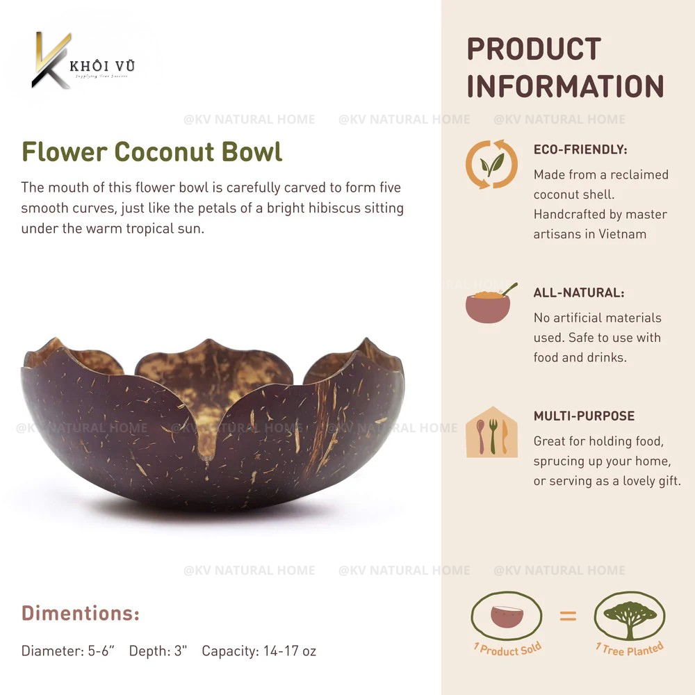 Newest Design Handmade Flower Shaped Eco-Friendly Vintage Coconut Shell Bowls Customized 10 13cm Vegan Organic Salad Bowl Party
