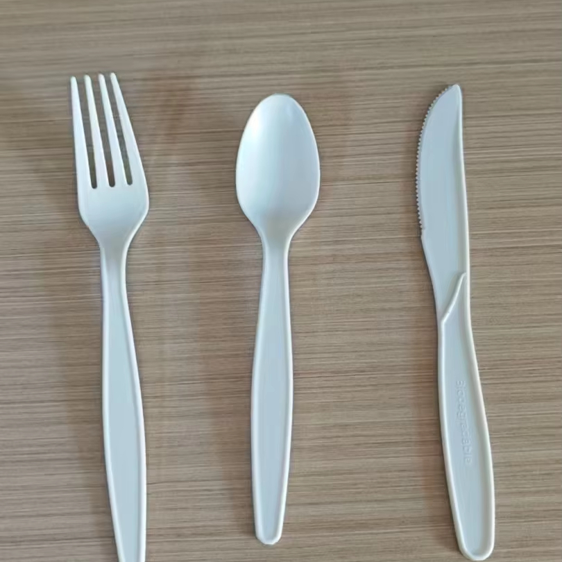 100% Biodegradable Eco-Friendly PLA Cutlery: Knife, Fork, and Spoon