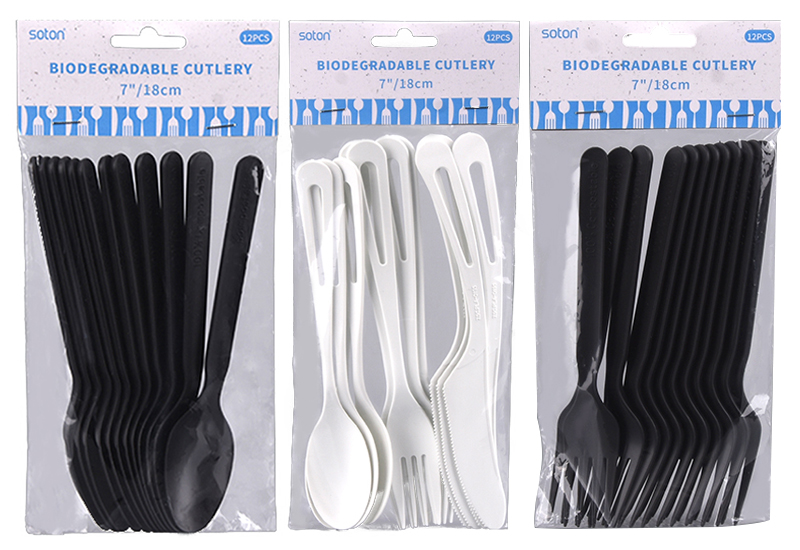 Wholesale Eco-friendly CPLA Disposable Take Away Spoon Knife Fork Cutlery Set