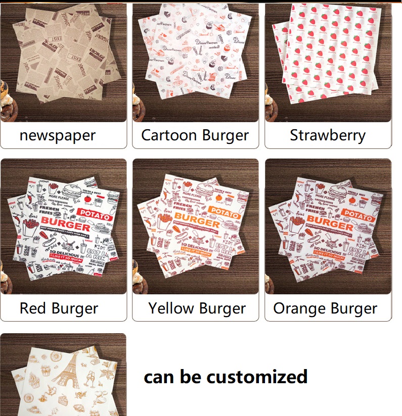 Food Grade Hamburger Wrapper, Greaseproof Paper, Beef Paper