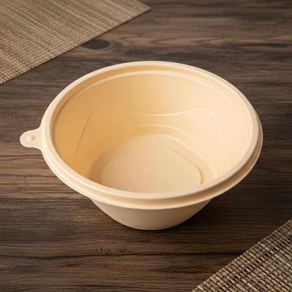Eco-friendly 19.5cm Biodegradable Corn Starch Food Container, Microwavable Disposable Lunch Box for Takeaway Catering