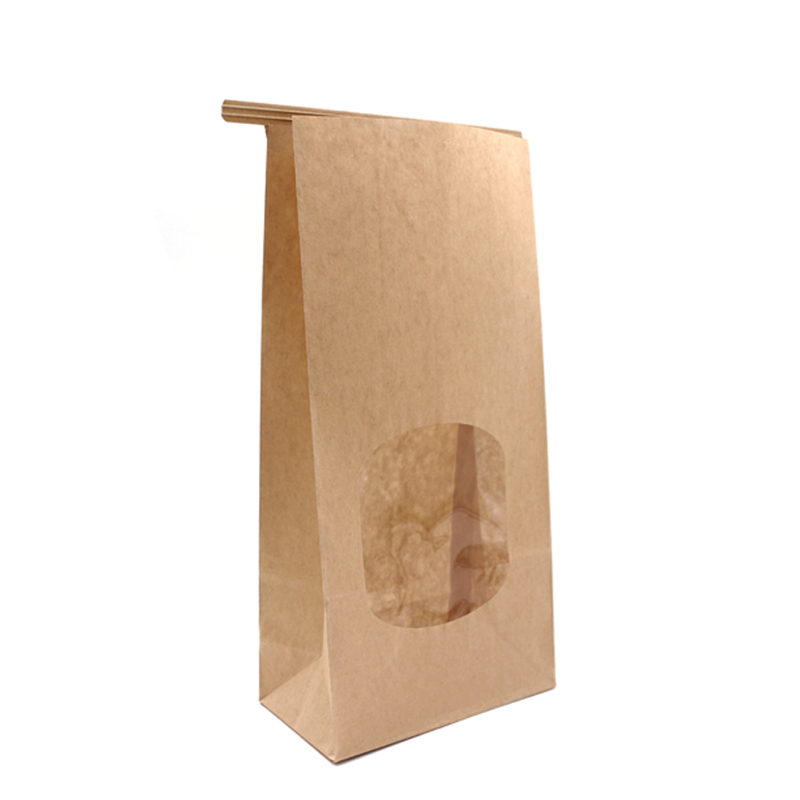 Brown Kraft Food Packaging Paper Bag With Window