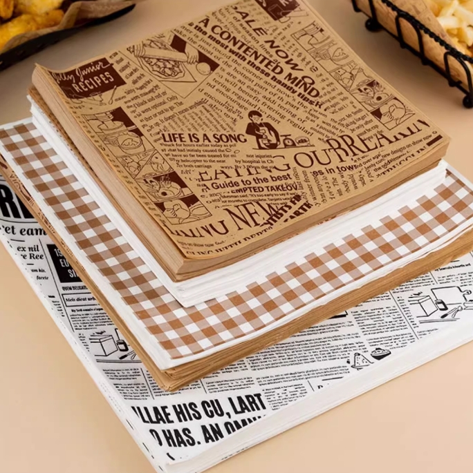 Custom Printed 12x12 Inch Greaseproof Food Wrapping Paper For Food Packaging &amp; Catering