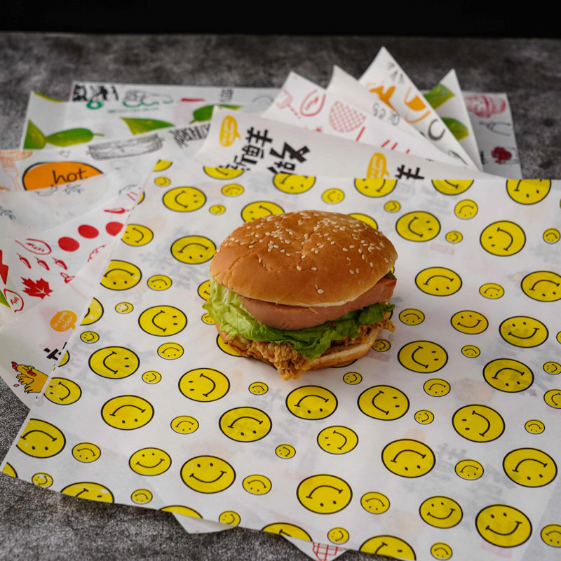 Waxed Grease Proof Custom Logo Paper Sandwich Food Wrap Wrapping Restaurant Printed Burger Wax Paper
