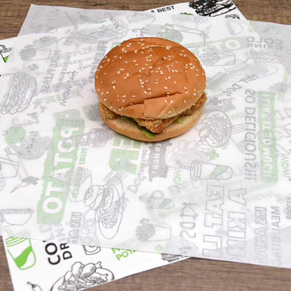 Greaseproof Reusable Wax Paper Custom Logo Restaurant Sandwich Burger Hamburger Food Wrapping Paper Wax Paper