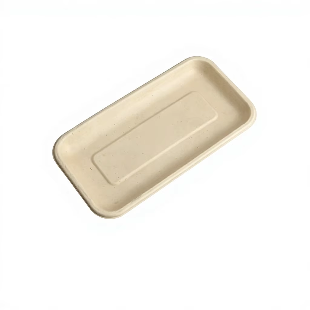 8 Inch Square Natural Sugarcane Bagasse Plates Compostable Disposable Bagasse Paper Plates Heavy Duty Eco Friendly Dinner Plates