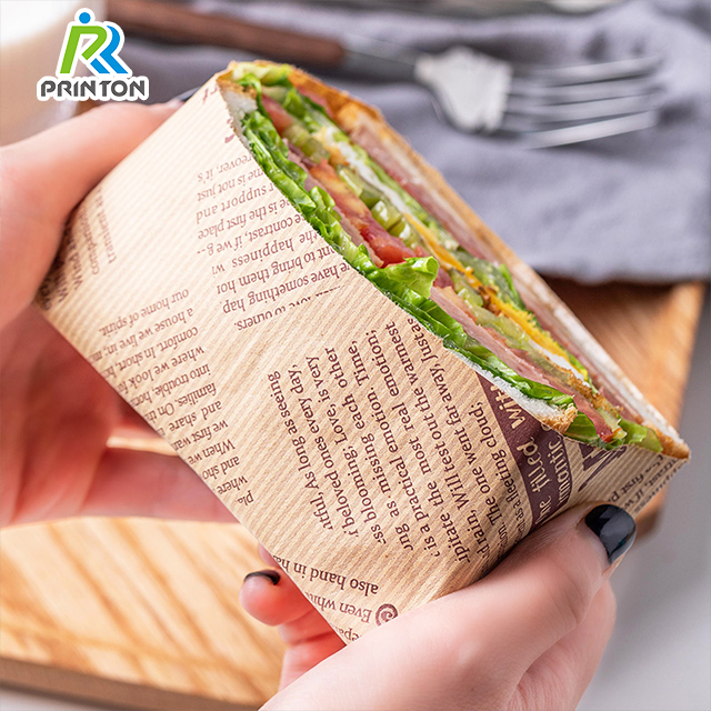 Customized Printed Brand and Size Food Grade Materials Greaseproof Paper Burger Wrapping Paper