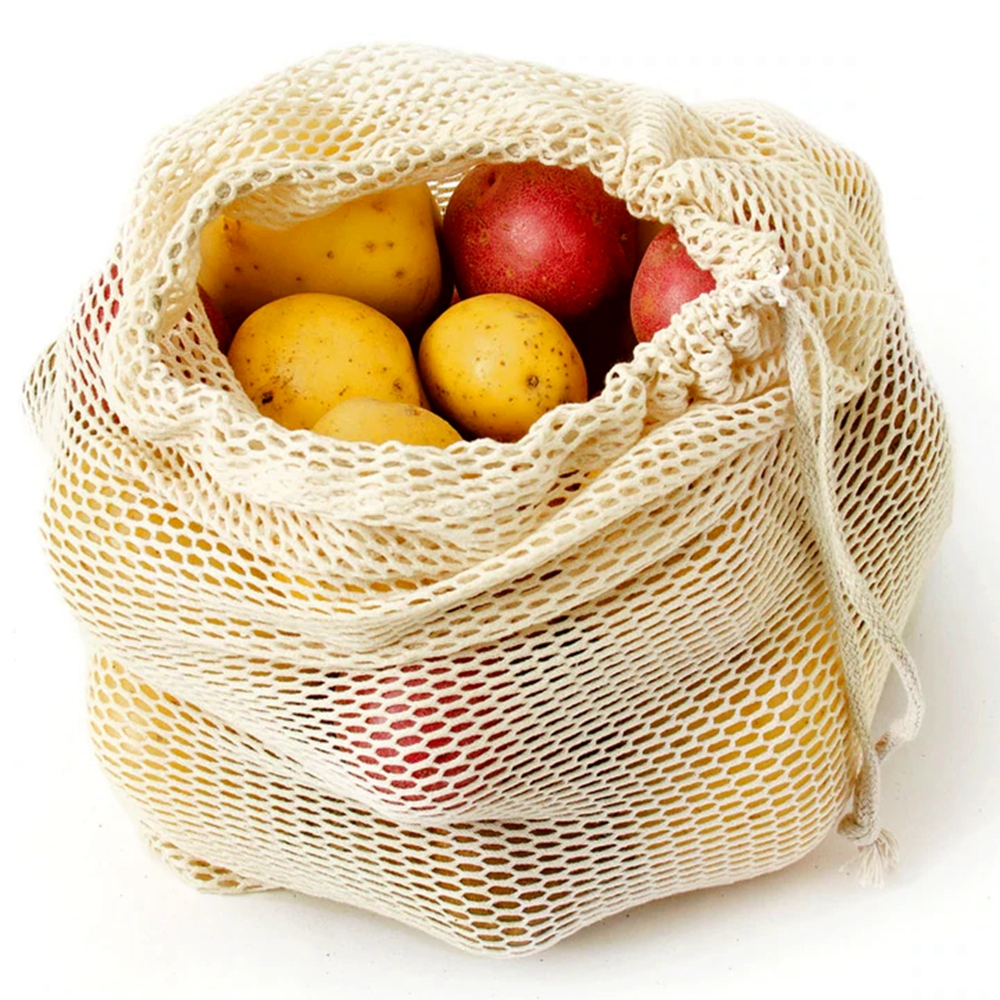 FeiFei Reusable Organic Cotton Produce Bags Washable Fruit Vegetable Cotton Mesh Laundry Bag