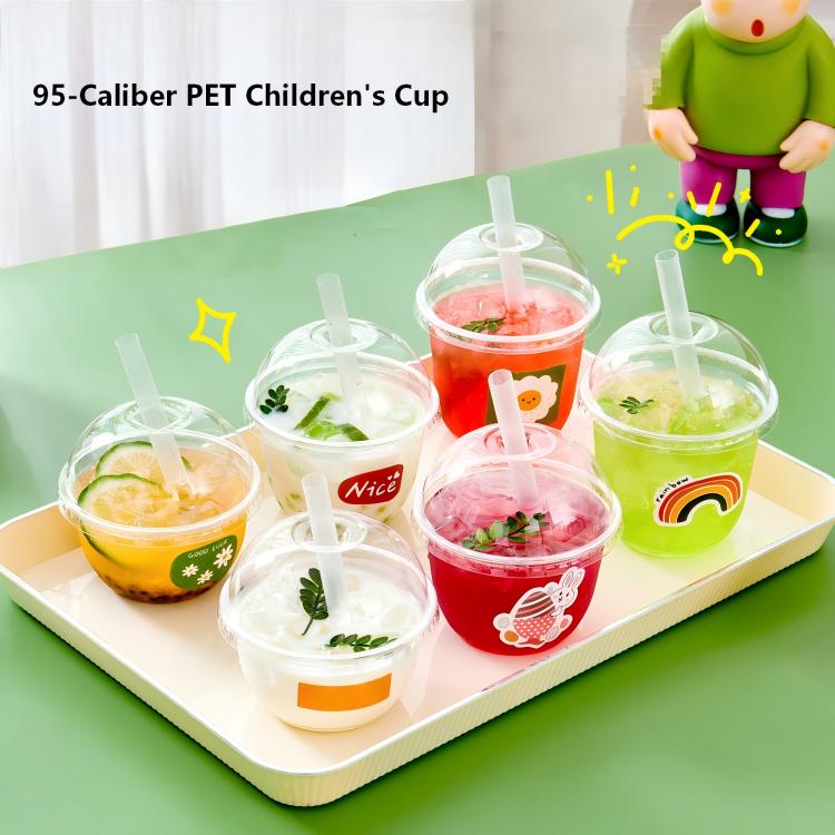 Clear Biodegradable 95MM Disposable Plastic Cups with Lids Straw Freezer Iced Coffee Smoothie Cold Drinks Cup