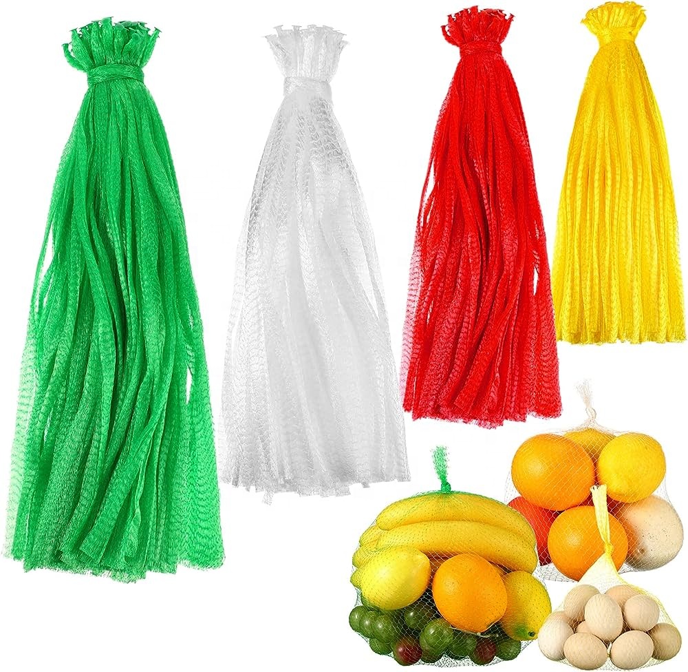 Custom Produce Plastic Bags Small Extrusion Net Onion Garlic Packing Net PP Fruit Mesh Bag Reusable OMAI PP-002