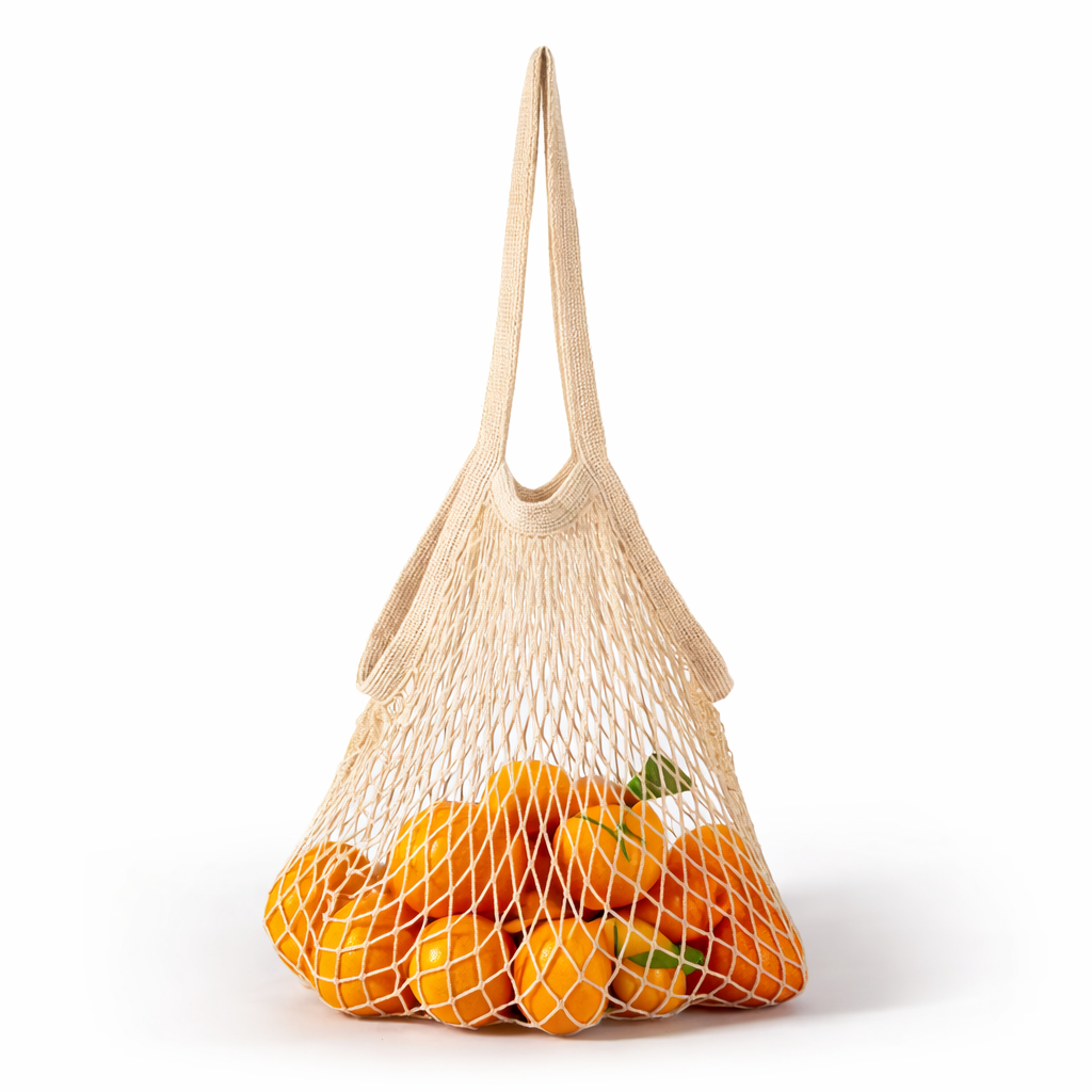 Custom Size Eco Organic Cotton Mesh Net Shopping Shoulder Bag Reusable Vegetable Fruit Packing Food Produce Bag For Promotional