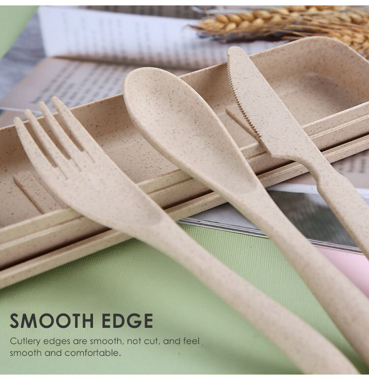 Wheat straw cutlery set details 4
