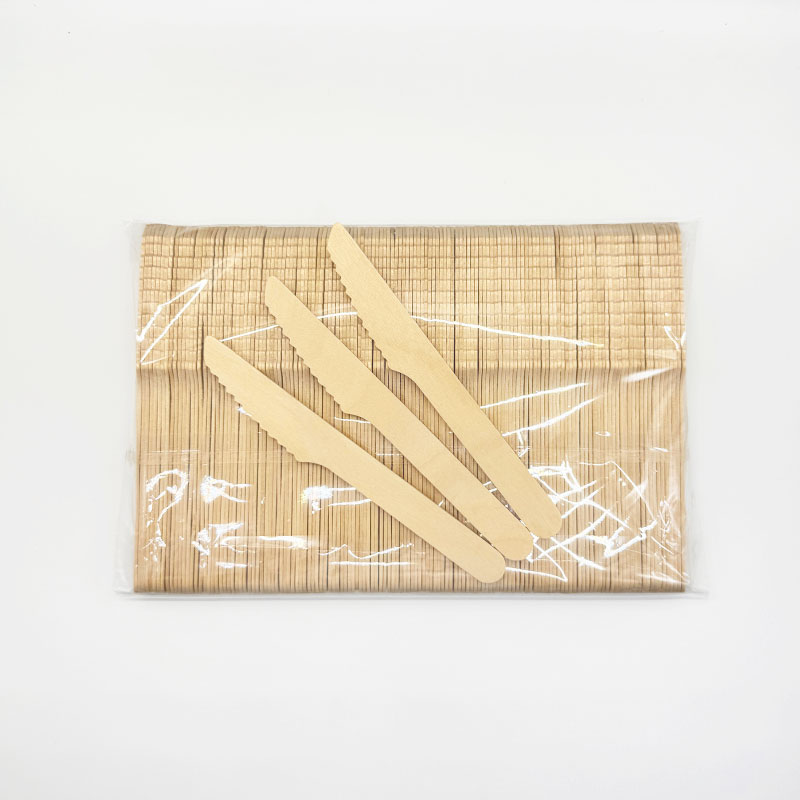 Disposable Eco-Friendly Birch Wood Cutlery Set Food Grade Recyclable Biodegradable Knife Tableware for Party Catering Picnic