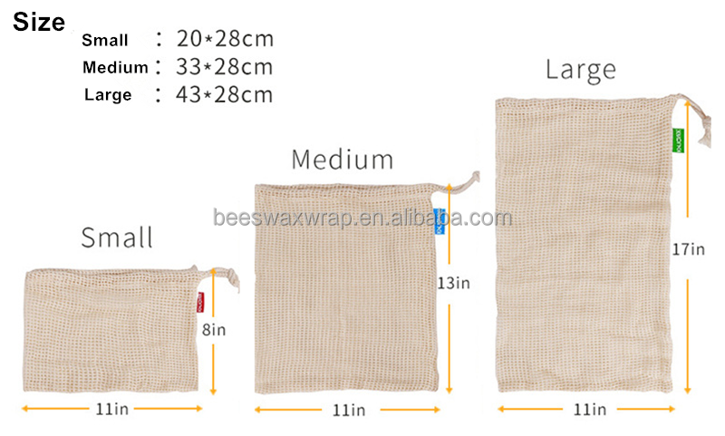 Logo Custom Printing Produce Cotton Mesh Bags with Drawstring Washable Reusable Mesh Net Recyclable Eco Friendly Biodegradable
