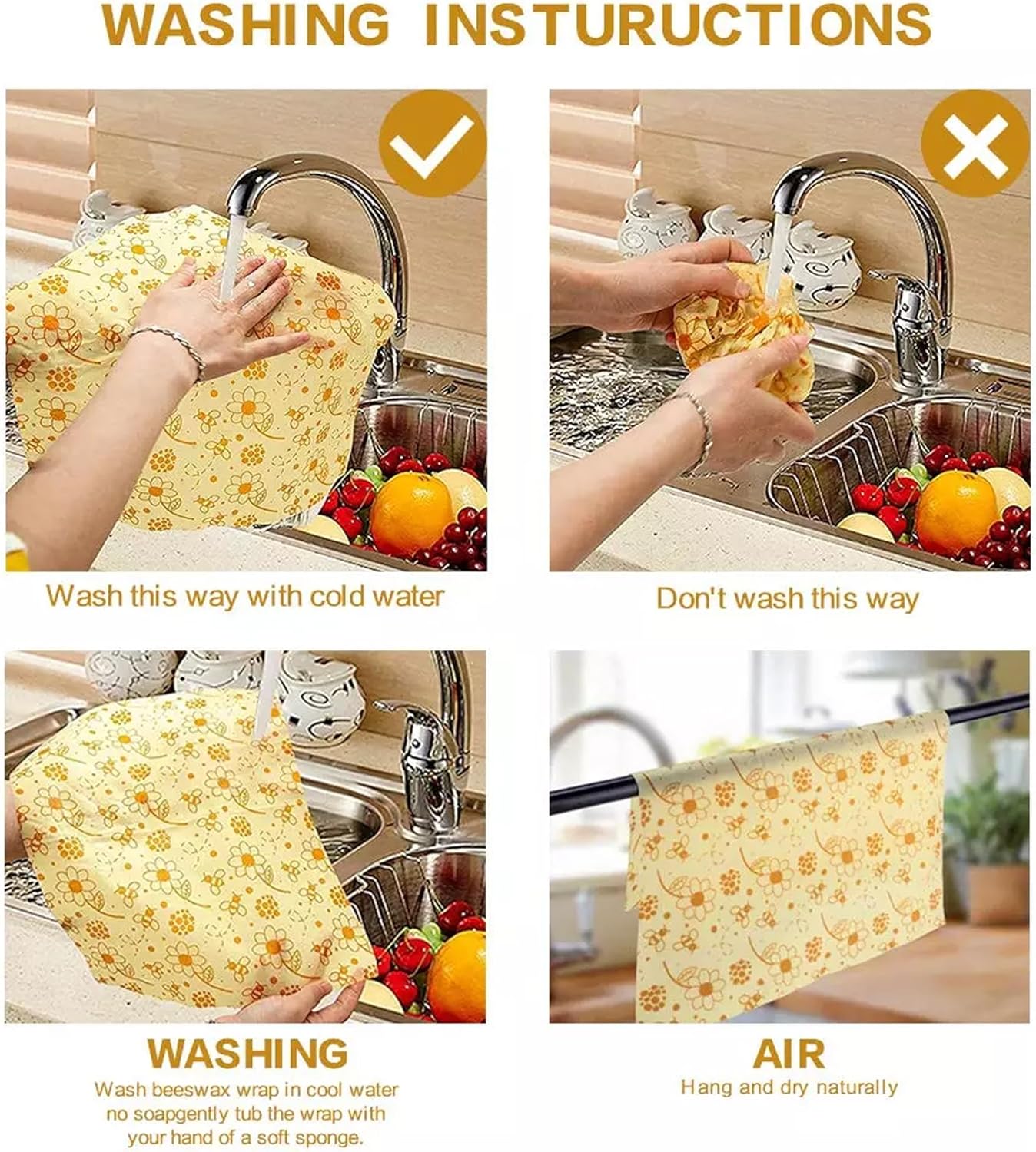 Organic Beeswax Food Wrap 1m Roll Sustainable for Snacks Washable Sheets for Kitchen Pantry Refrigerator