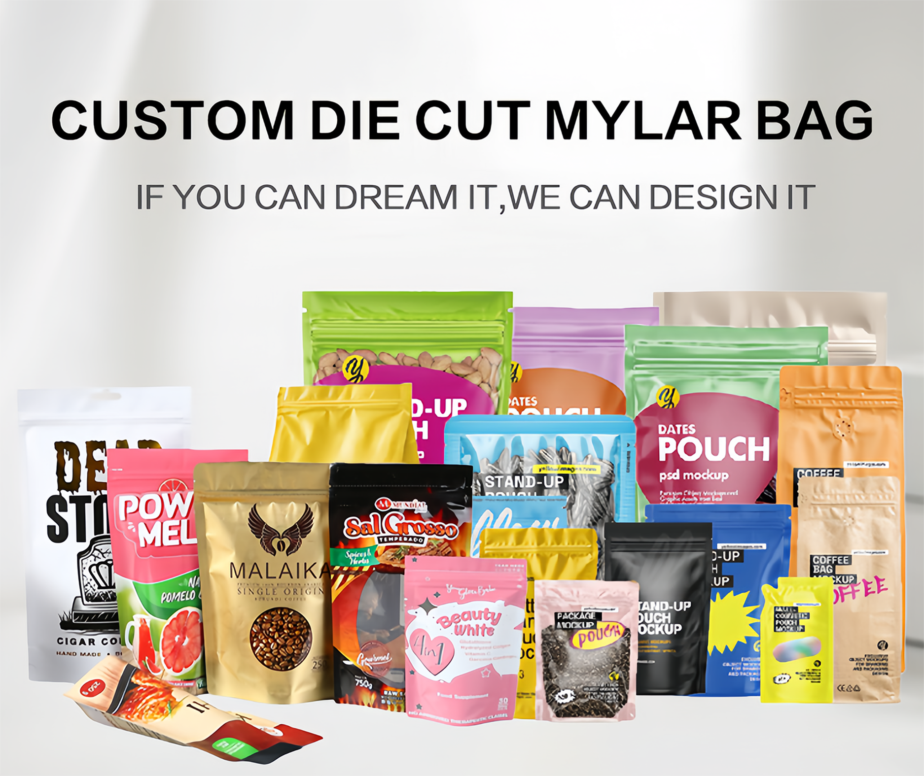 Flat Bottom White Kraft Paper Bag Header